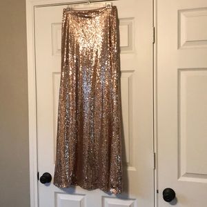 Rose gold sequin maxi skirt